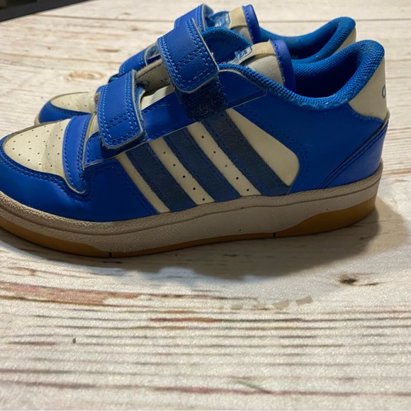 Adidas Break Start Big Kids Size 2 Sneakers Shoes Blue Bird Boys Velcro Straps - Picture 4 of 11